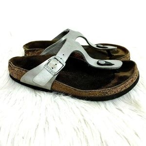 Birkenstock Gizeh Sandals Buckle Thong Silver 6